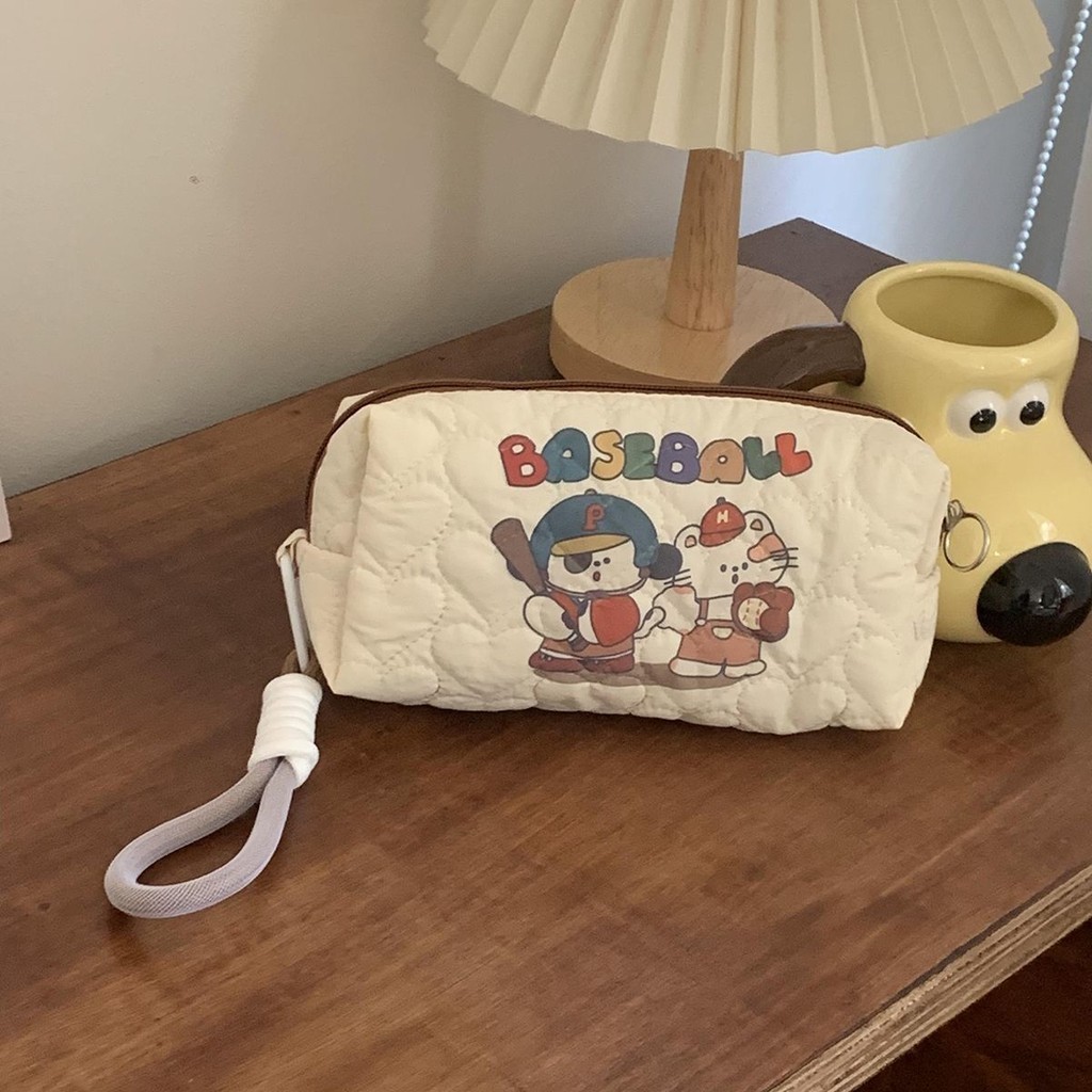 

Large Capacity Student Pencil Case Portable Puppy Printed Cosmetic Bag Cartoon Casual Stationery Storage Bag