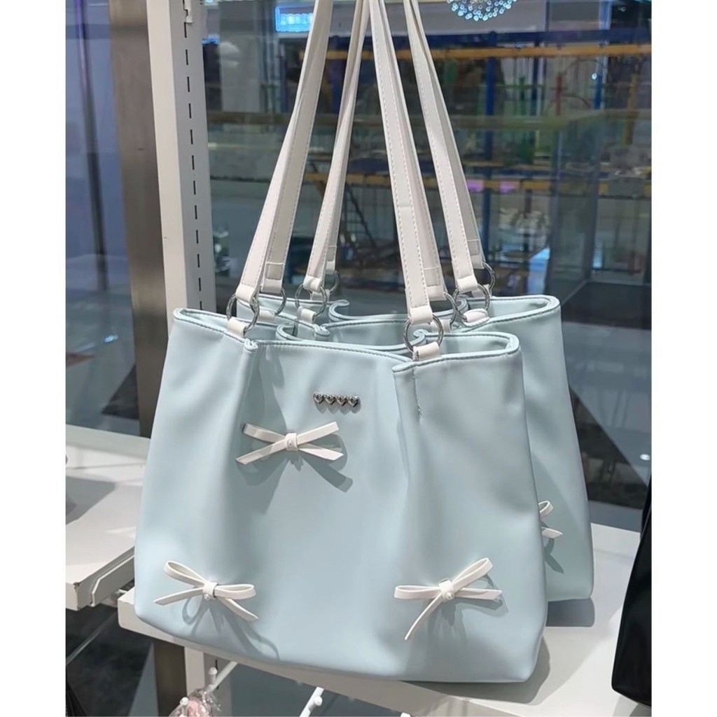 Tas busur baru, tas wanita komuter kasual, tas bahu berkapasitas besar, tas jinjing