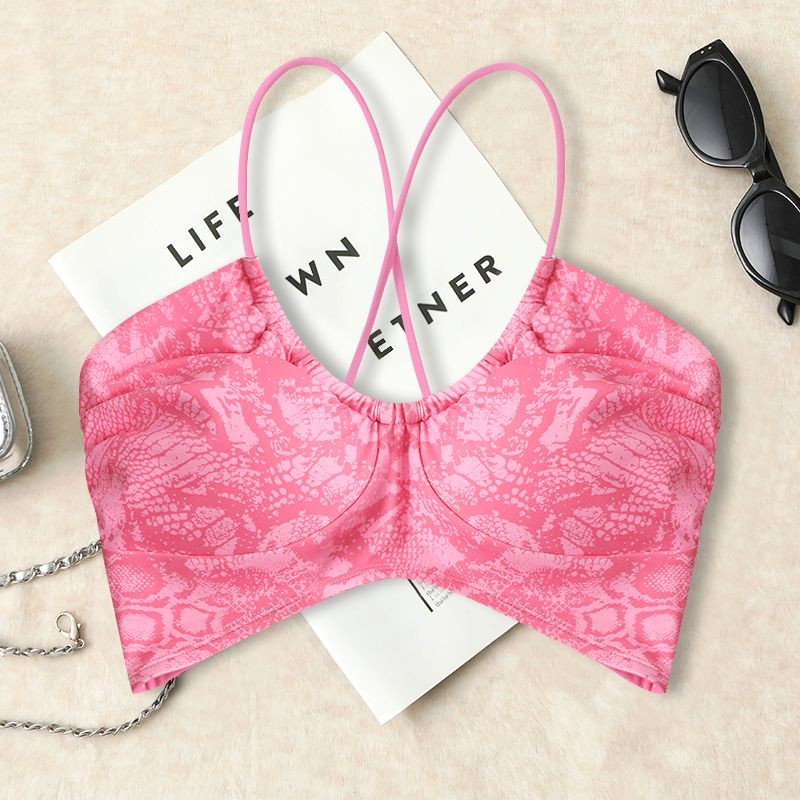 One-piece Thin Strap Sports Bra Fashion Print Leopard Pattern Beautiful Back