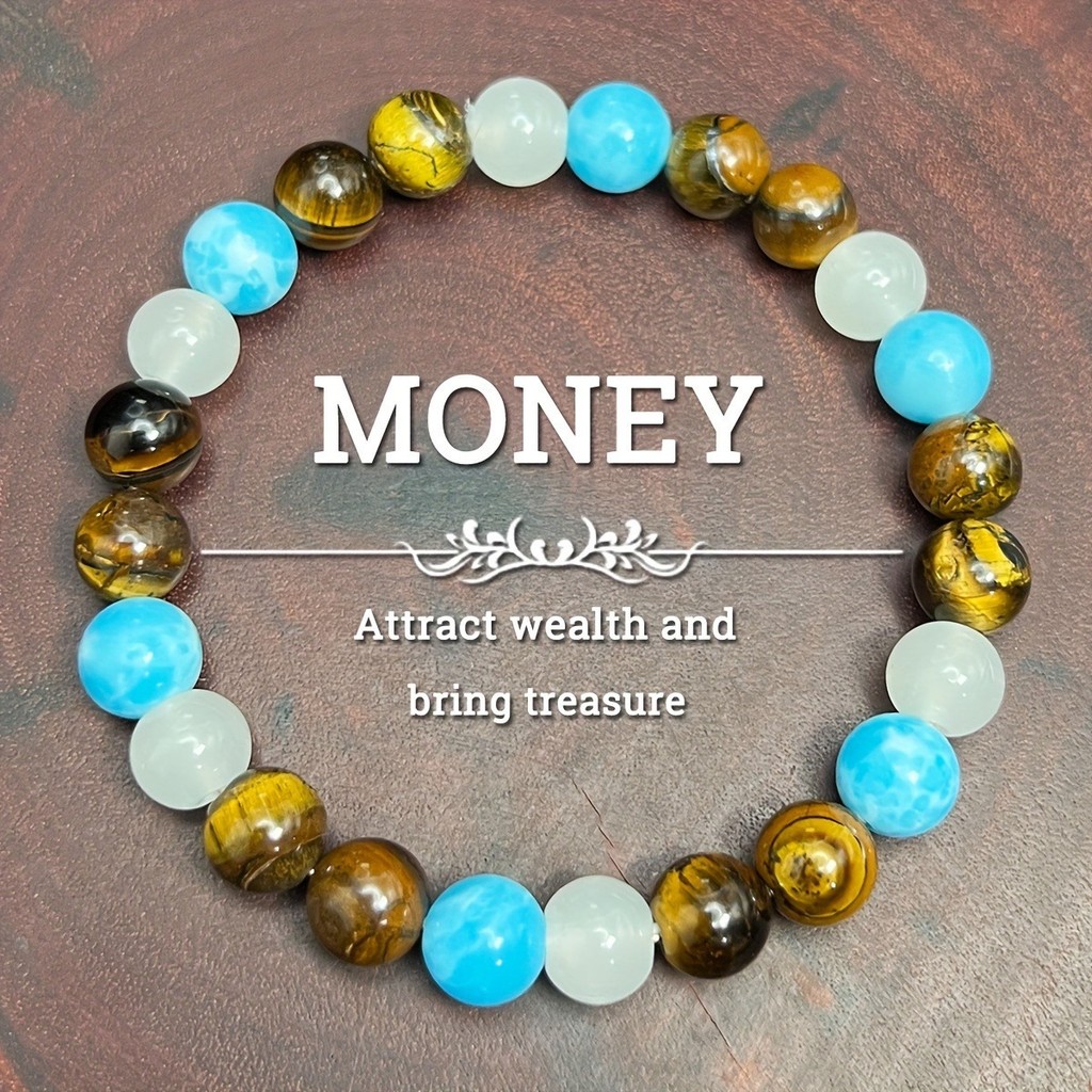 Gelang Batu Permata Kristal Putih Aquamarine Natural Tigereye