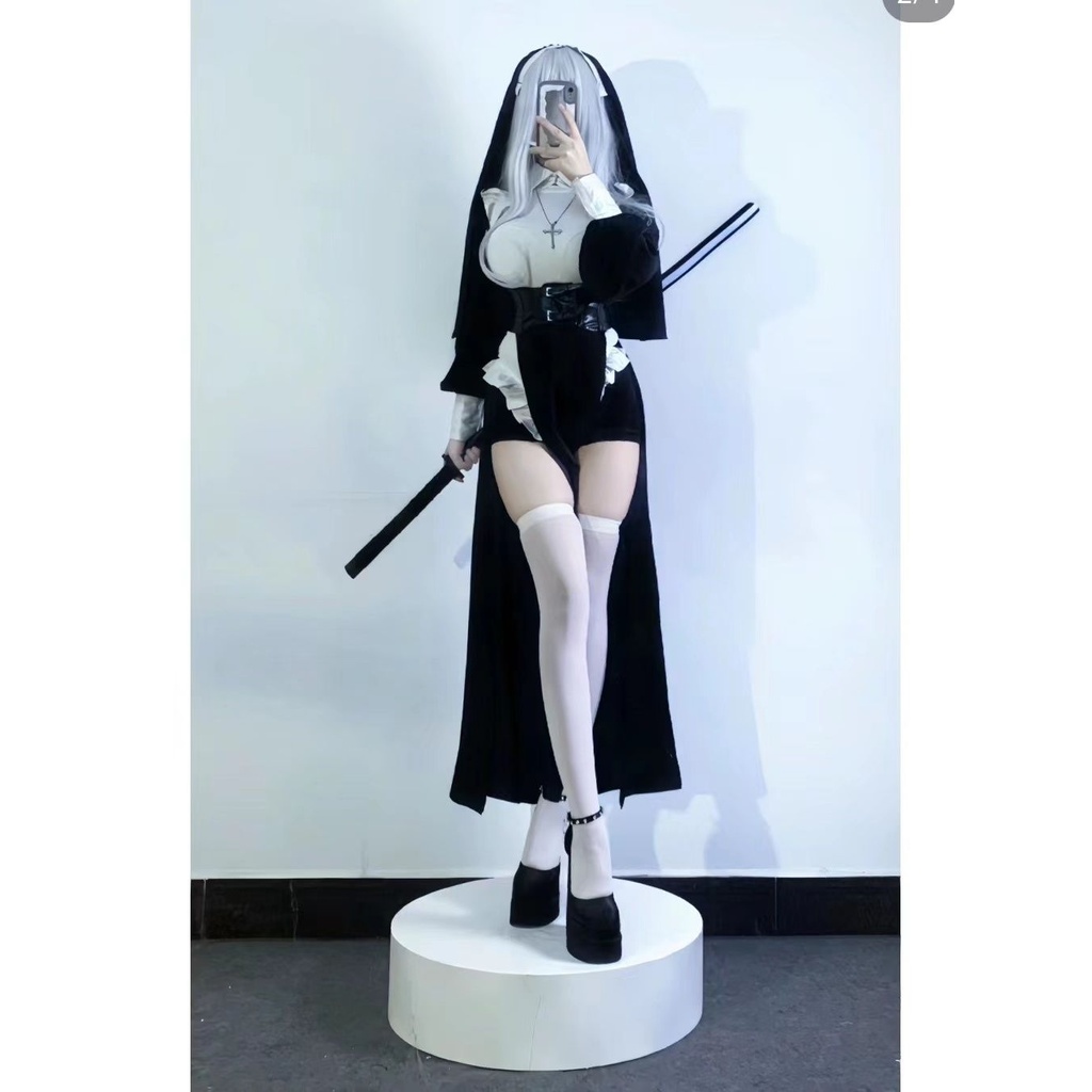 Nun SquattingcosNun Same Uniform Sexy Cross-Dressing Halloween