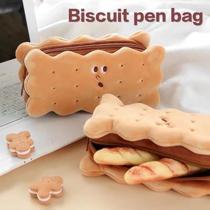 

Kotak Pensil Sederhana Kue Sandwich Plush Lembut Estetika Tinggi Kotak Alat Tulis Imut