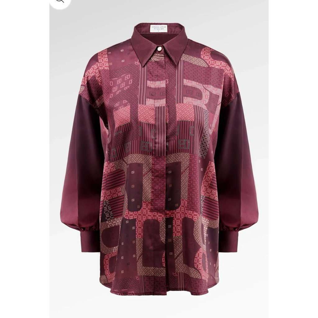 READY NEW - benang jarum - mono shirt berry sorbet/ monogram scarf / mavi puffy shirt / sweat pea ou