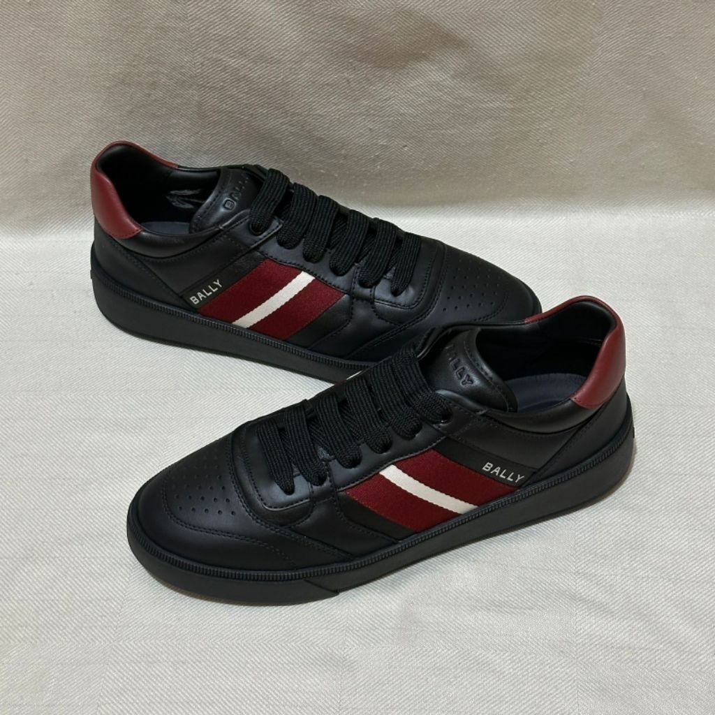 Bally Rebby Leather Sneakers Black Red Original Authentic 100% - Sepatu Pria