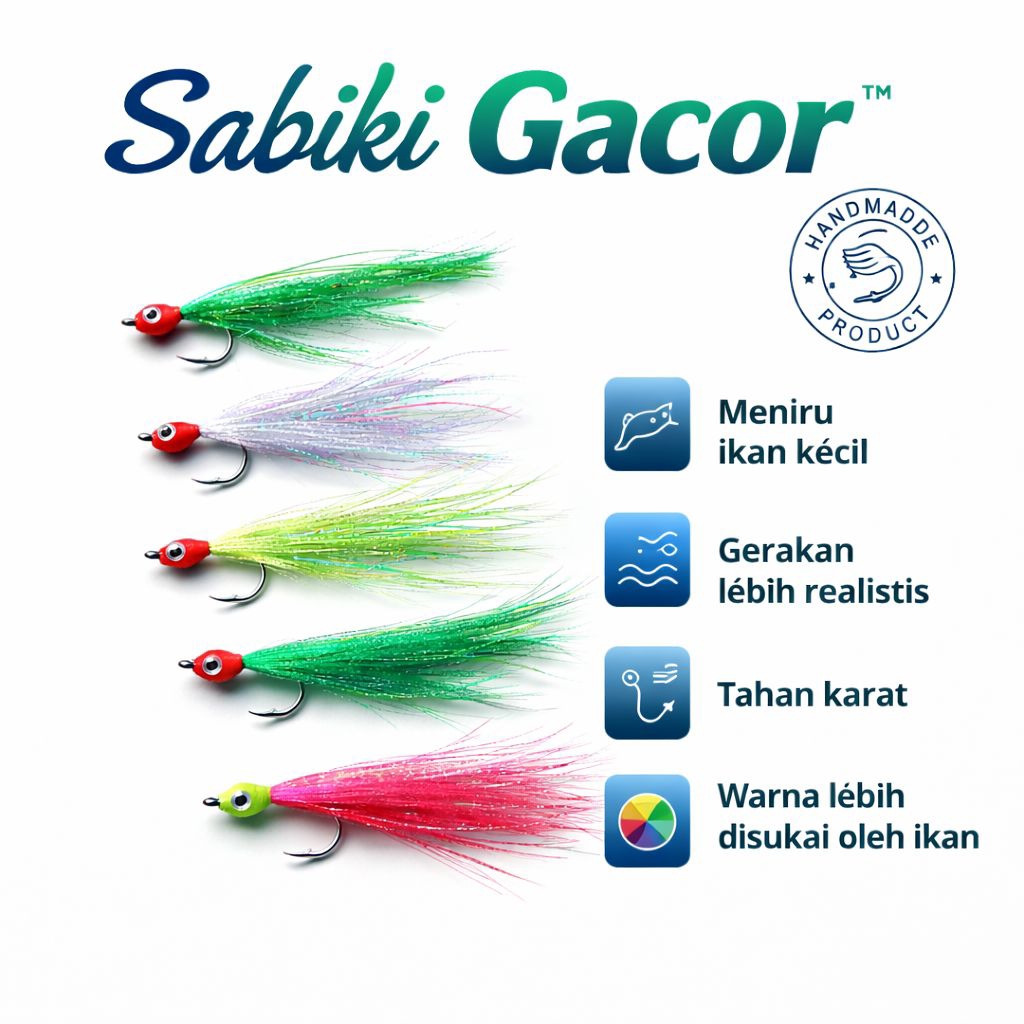 Sabiki Gacor – Kail Sabiki Handmade Umpan Pancing Ikan Gerong, Baby GT, Tongkol, Talang, Pelagis | M