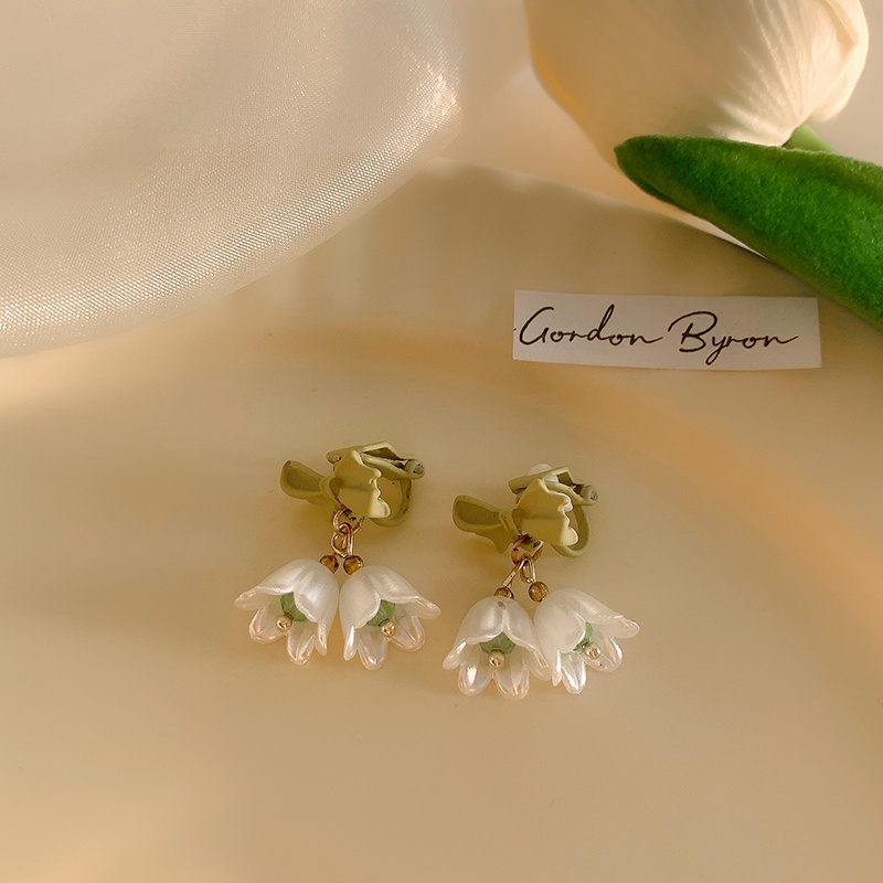 Anting Simpul Busur Mutiara Klasik Ladies Flower Stud Earrings Versi Korea Retro Fashion925 Perak Aksesoris