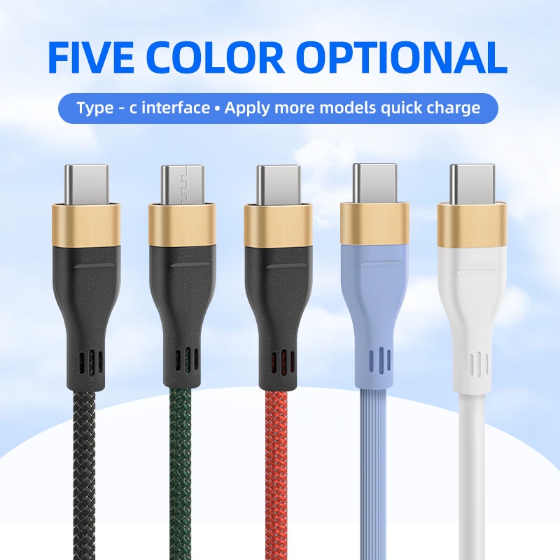 Kabel Cas Super Flash 6A Type-C 66W Liquid Software+Kabel Data Menenun Ikan Untuk Handset Tipe C Model Pengisian Cepat