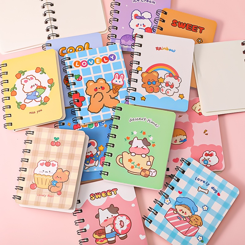 NEW Notebook / buku cacatan kecil jilid spiral motif cute isi 80 lembar