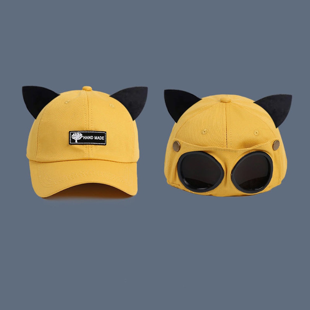 Kreatif Dua Sisi Pilot Topi Baseball Telinga Kucing Kacamata Mundur Serbaguna Jalan Pria Wanita Fashion Memuncak Topi