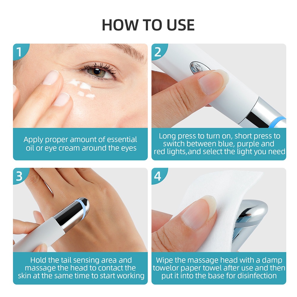 Kompres Panas Alat Pijat Mata Vibrator Red Blue Light Skin Care Essence Importir Kecantikan Kesehatan Lingkaran Gelap Penghilang Kantong Mata