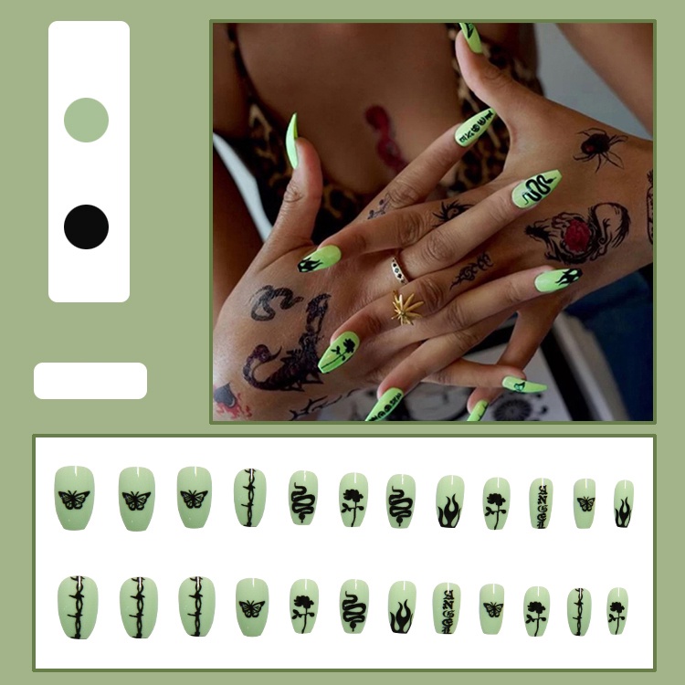 Kuku Palsu Fake Nail 24 Pcs Kemasan Strip Kuku Palsu Baru Fake Nails Kuku Palsu 3d Kuku Palsu Polos French Manicure-T114