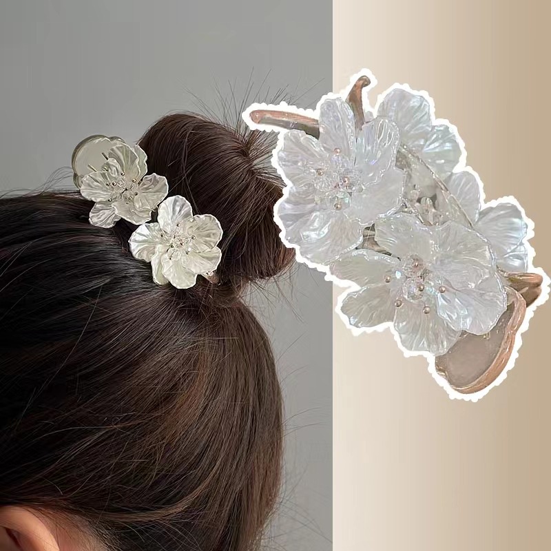 Korea Cahaya Mewah Super Fairy Flower Balls Head Grab Clip Senior Sense Back Head Hair Clip