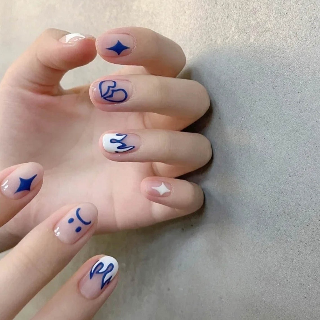 24pcs Kuku Palsu Panjang Dengan 24 stickers-109 D109 D109