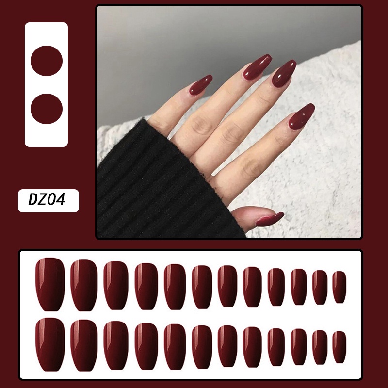 Kuku Palsu Fake Nail 24 Pcs Kemasan Strip Kuku Palsu Baru Fake Nails Kuku Palsu 3d Kuku Palsu Polos French Manicure-T127