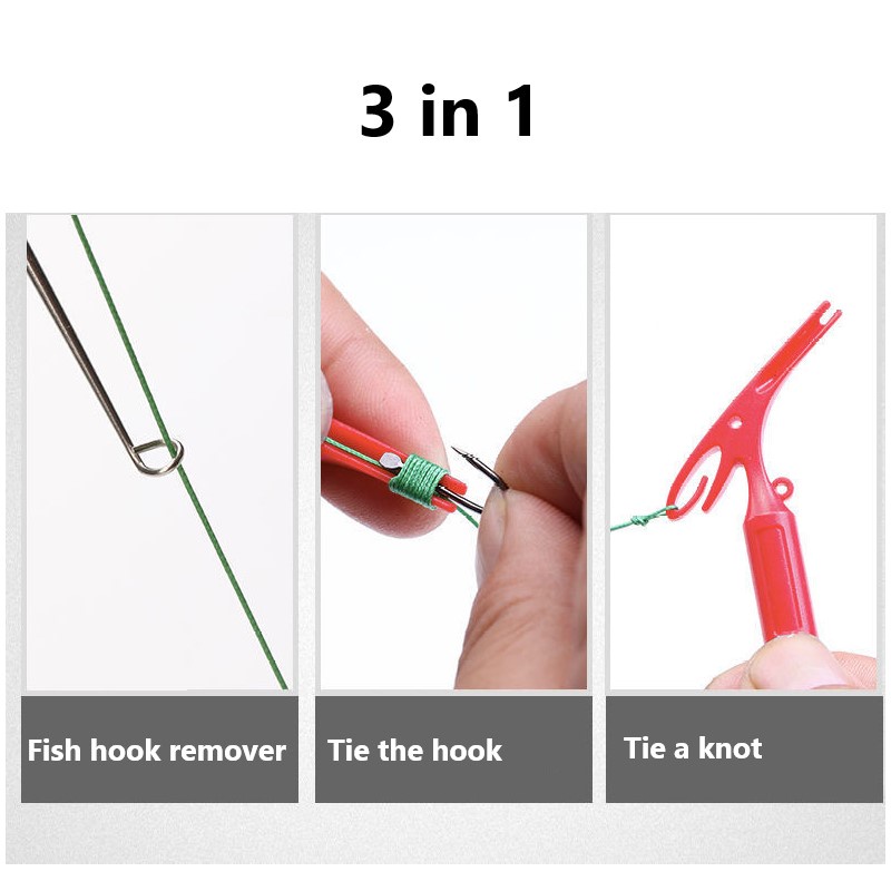 10pcs 3in1 Fishhook Detacher Portable Nonslip Fishing Hook Remover Kait Tingkat Pancing Knotter Aksesoris Alat