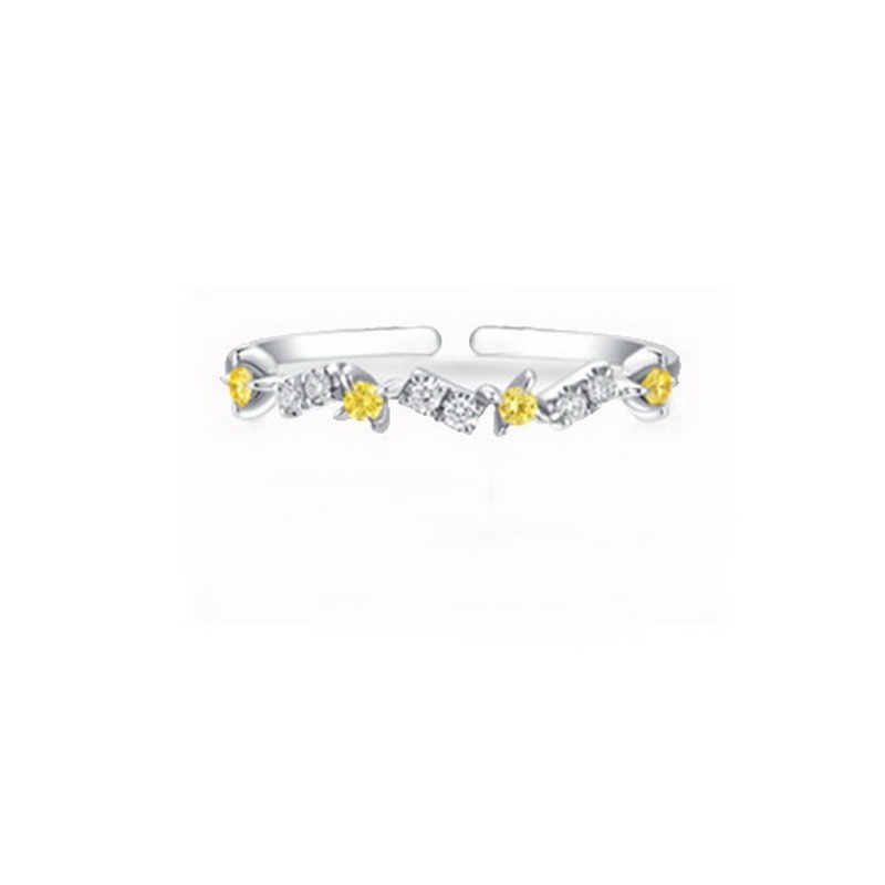 Fashion Cincin Tembaga Tidak Teratur Berlian Bertatahkan Pembukaan Cincin Yang Dapat Disesuaikan Untuk Aksesoris Fashion Wanita