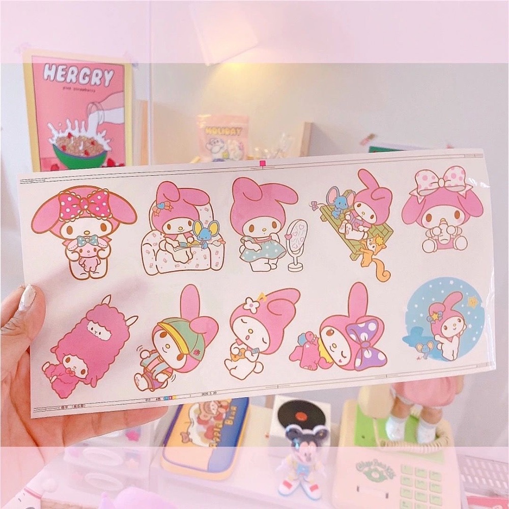 Tas Pensil Alat Tulis Bahan PVC Transparan Untuk Pelajar Kotak Pensil Kapasitas Besar Dengan Stiker Sanrio