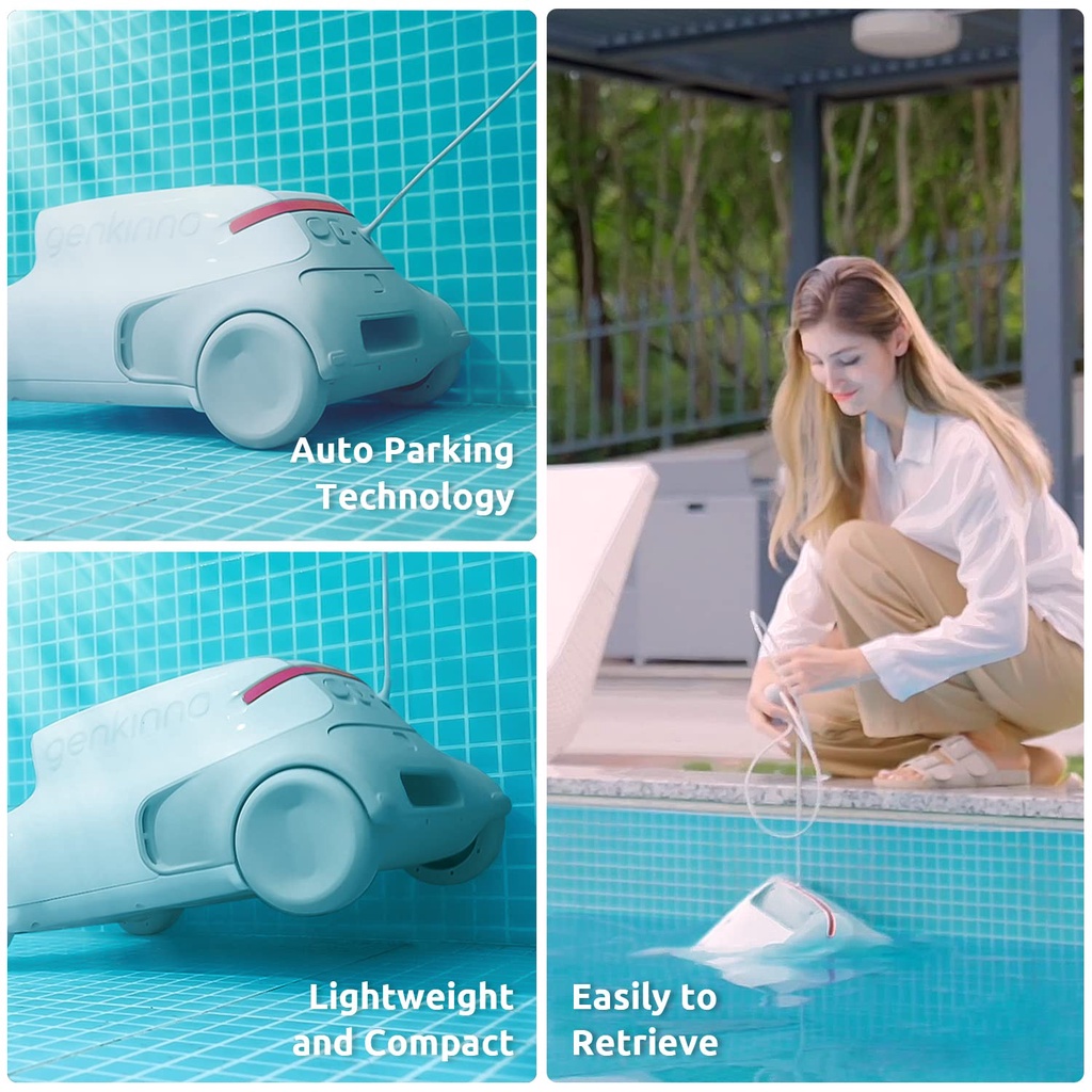 Genkinno P1 Cordless Robotic Pool Vacuum Cleaner - Pembersih Kolam Otomatis