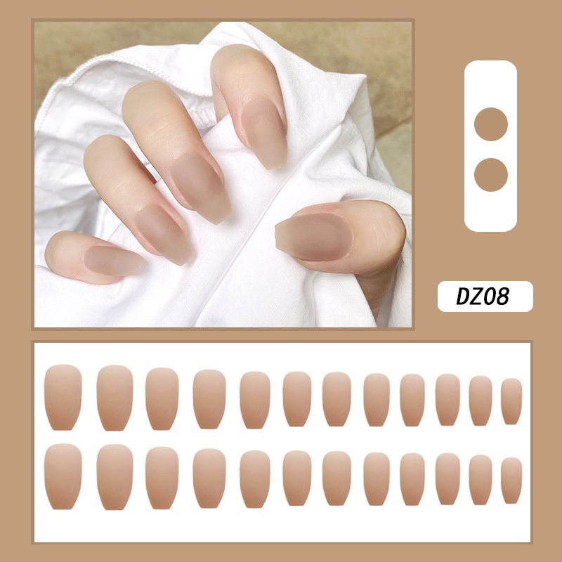 Kuku Palsu Fake Nail 24 Pcs Kemasan Strip Kuku Palsu Baru Fake Nails Kuku Palsu 3d Kuku Palsu Polos French Manicure-T142