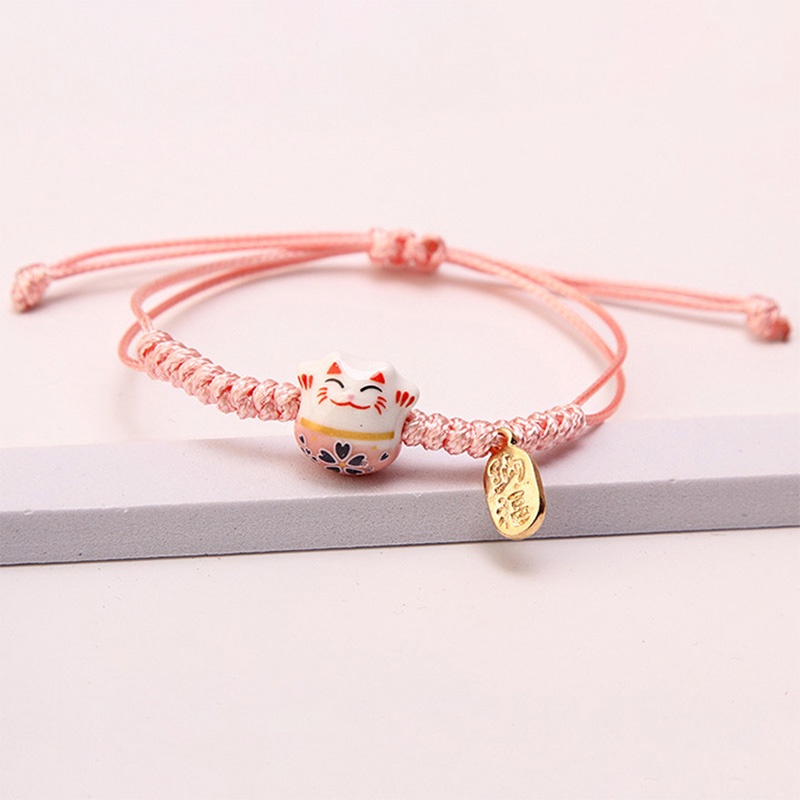 【COD】Gelang Tali Handmade Dengan Charm Kucing Keberuntungan Untuk Hadiah Ulang Tahun  Lovers Bracelet Gelang Desain Sense