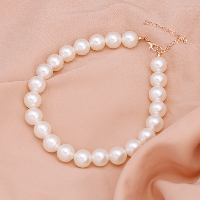 Rinhoo Fashion Wanita Mutiara Leher Pendek Rantai Kalung Rantai 4mm-10mm Mutiara Diameter Rantai Panjang30+7cm