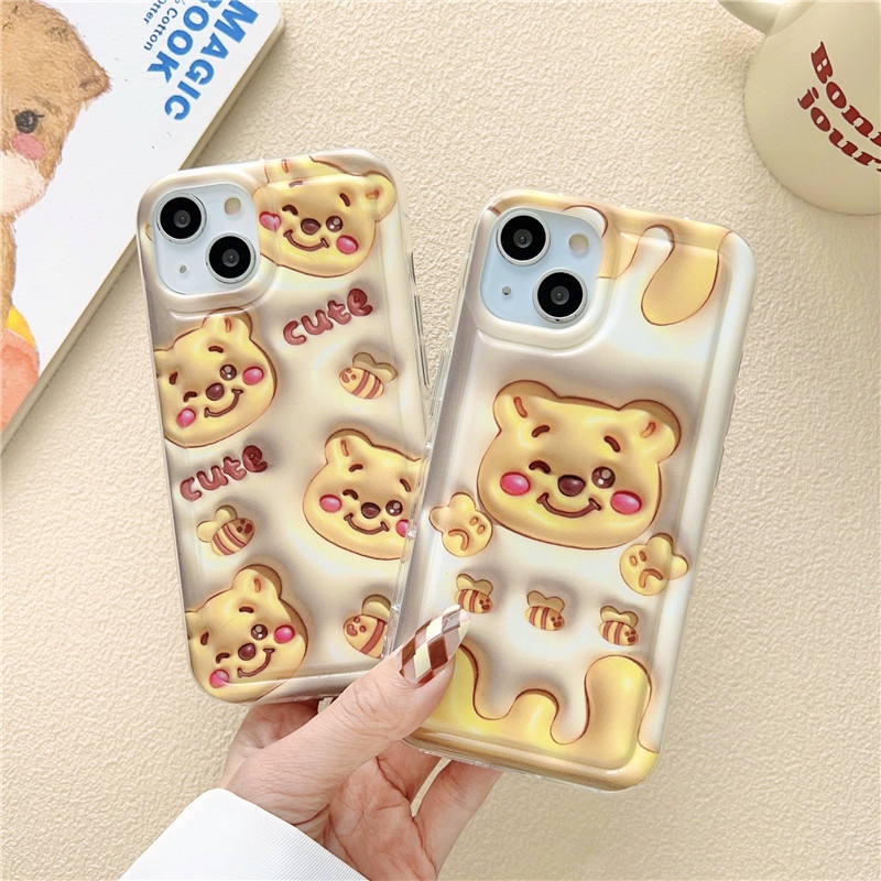 IPHONE Airbag Casing Hp Winnie Bear Anti Jatuh Iphone11 12 13 14 Pro Max X Xs Xr 7 8 Plus Sarung Case Shockproof