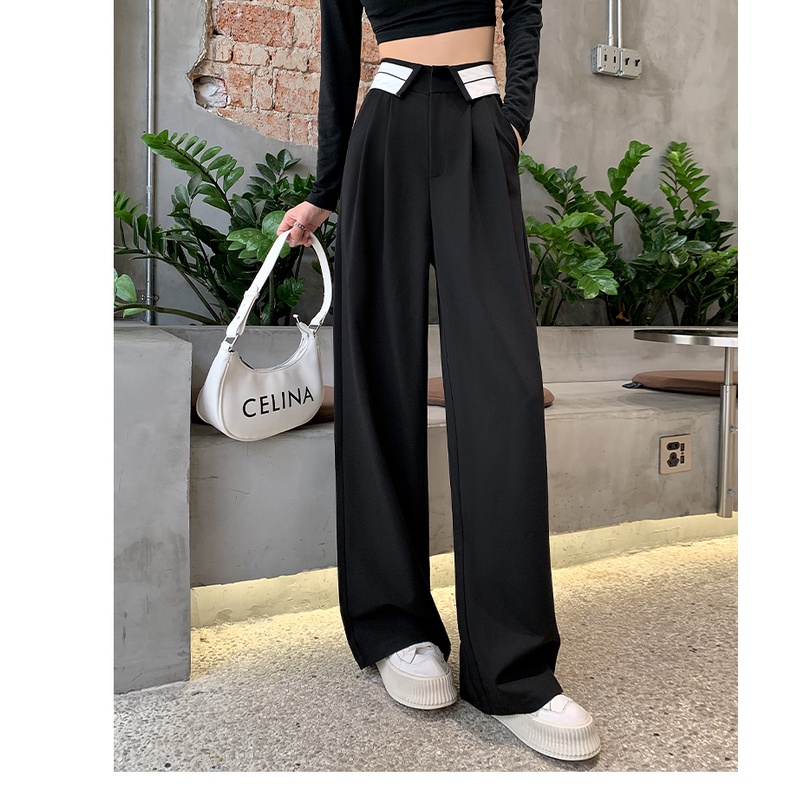 Celana Kulot Highwaist Loose Celana Panjang Hitam Celana Wanita Straight Pants Korean Style