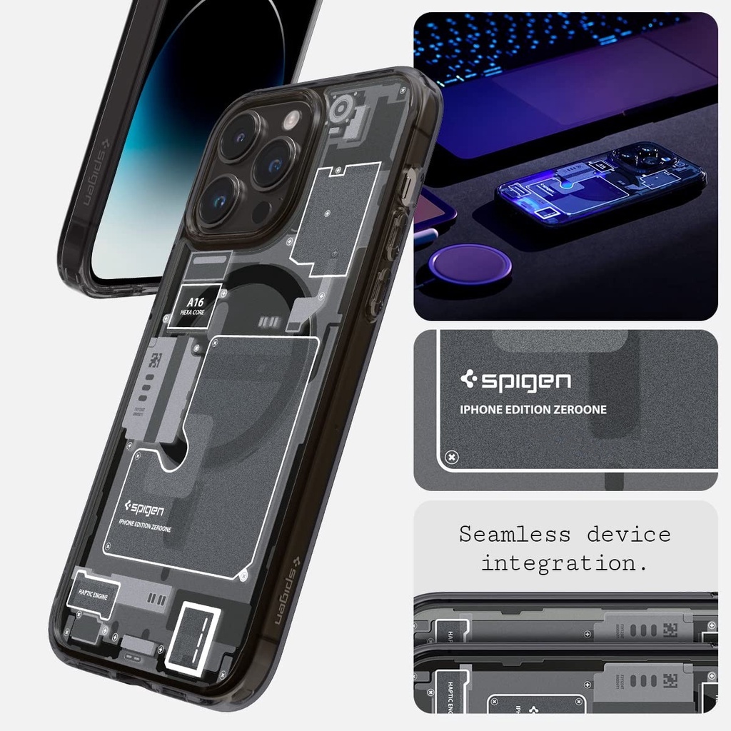 Spigen Phone Case Suitable for Apple iPhone 14 Pro Max 13 Pro Max 12 Pro Max Magnetic Absorber Phone Case Anti drop Transparent Silicone Soft Case Technology Charging Model