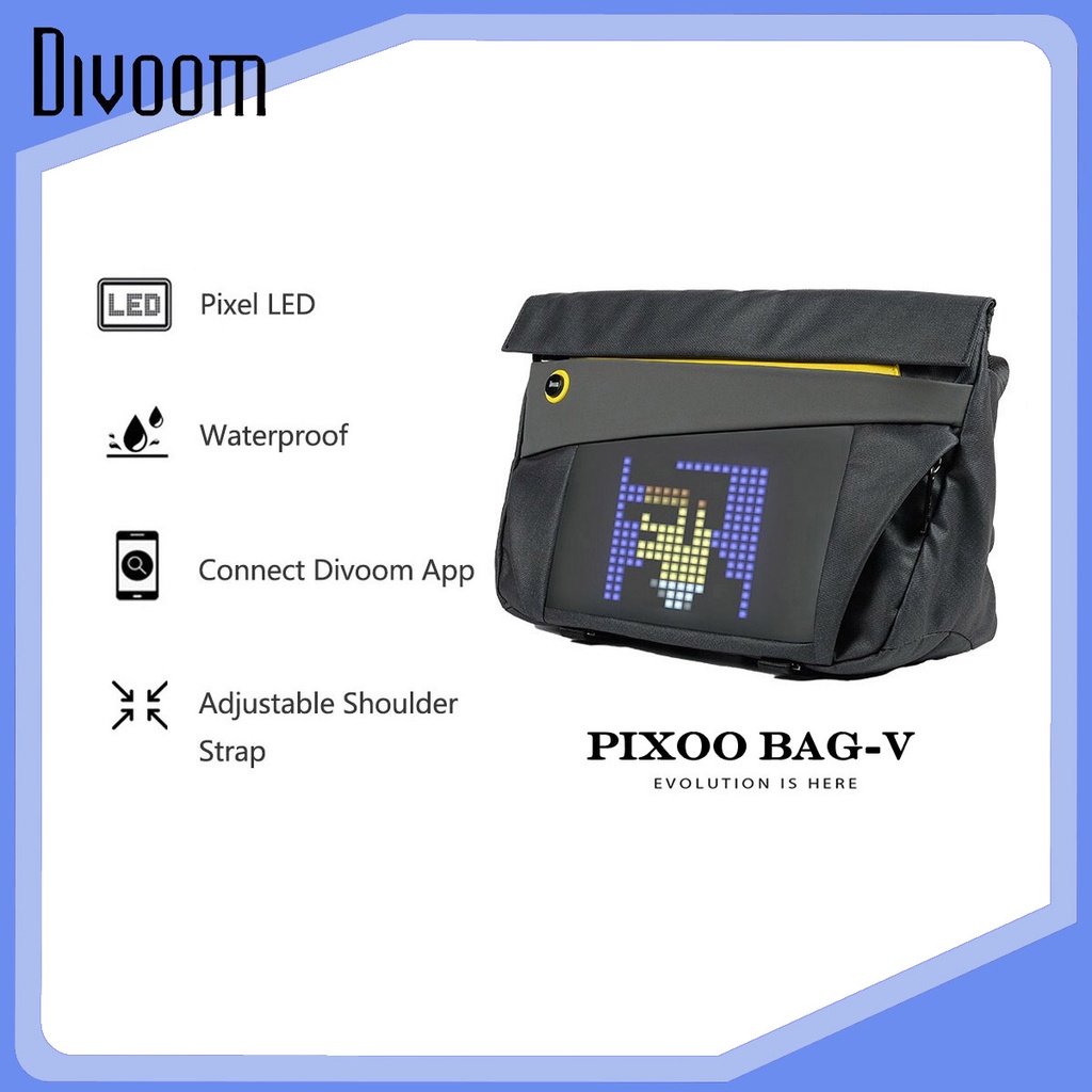 Divoom sling bag-v disesuaikan pixel art fashion desain olahraga luar ruangan dwaterproof air messenger bag pria dan wanita hadiah tahun baru