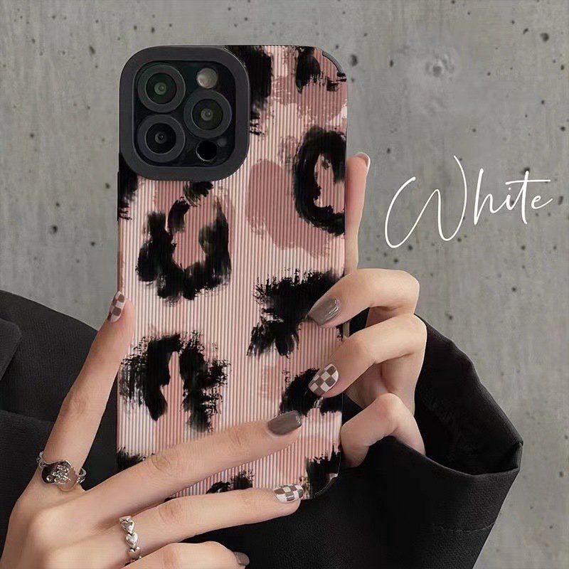 Fashion Pink Leopard Print Soft Case iP iPhone 7 8 Plus SE 2020 X XR XS Max 11 12 13 14 Pro Max FTD Stripe Casing Apple