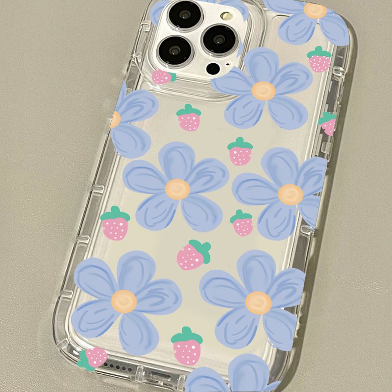 IPHONE Soft Phone Case Kompatibel Untuk Iphone14 13 11 12 Pro XS Max X Xr7 +8 Plus Bunga Casing TPU Silikon Shockproof Cover