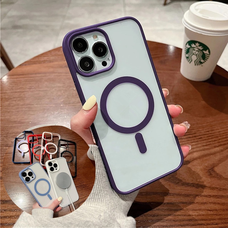 Case Magnetik Warna Permen Untuk iPhone 14 13 12 11 Pro Max XR XS Max