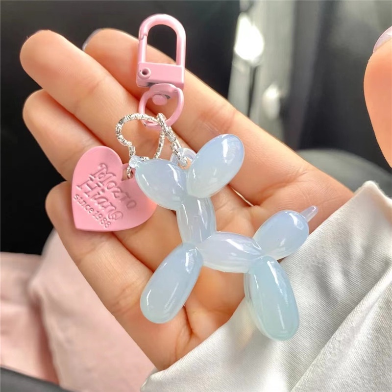 Fashion Gantungan Kunci Punk Jelly Balon Anjing Gantungan Kunci Untuk Wanita Tas Liontin Perhiasan Pernak Pernik Gadis Mobil Kunci Ring Key Chain