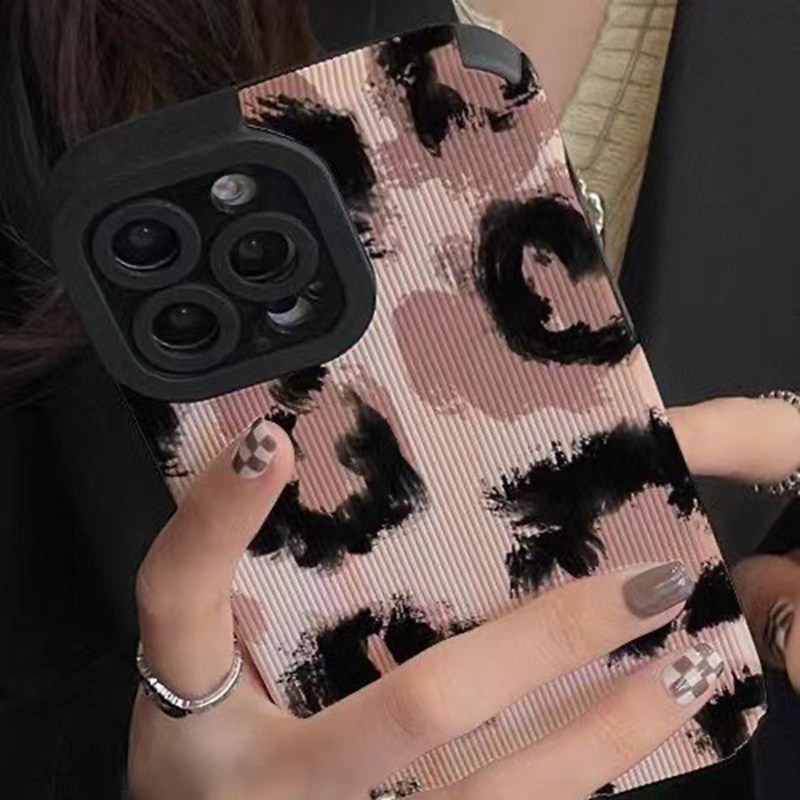 Fashion Pink Leopard Print Soft Case iP iPhone 7 8 Plus SE 2020 X XR XS Max 11 12 13 14 Pro Max FTD Stripe Casing Apple