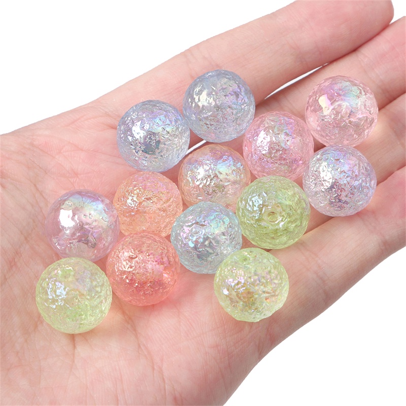 10buah 16mm Manik-Manik Akrilik Bening Dazzle Kerut Attapulgite Planet Orb beads Shiny circular shim beads Untuk Membuat Kalung Gelang Gantungan Kunci Aksesoris