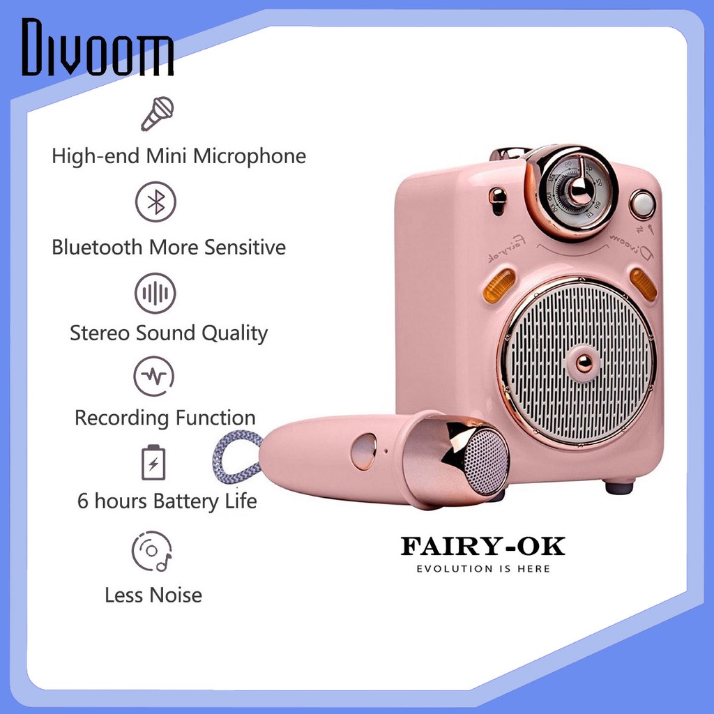 Divoom Fairy - Speaker Multifungsi dengan Mikrofon CP, Subwoofer Cerdas, Bluetooth, Speaker Mini Nirkabel Portabel Berkualitas Tinggi