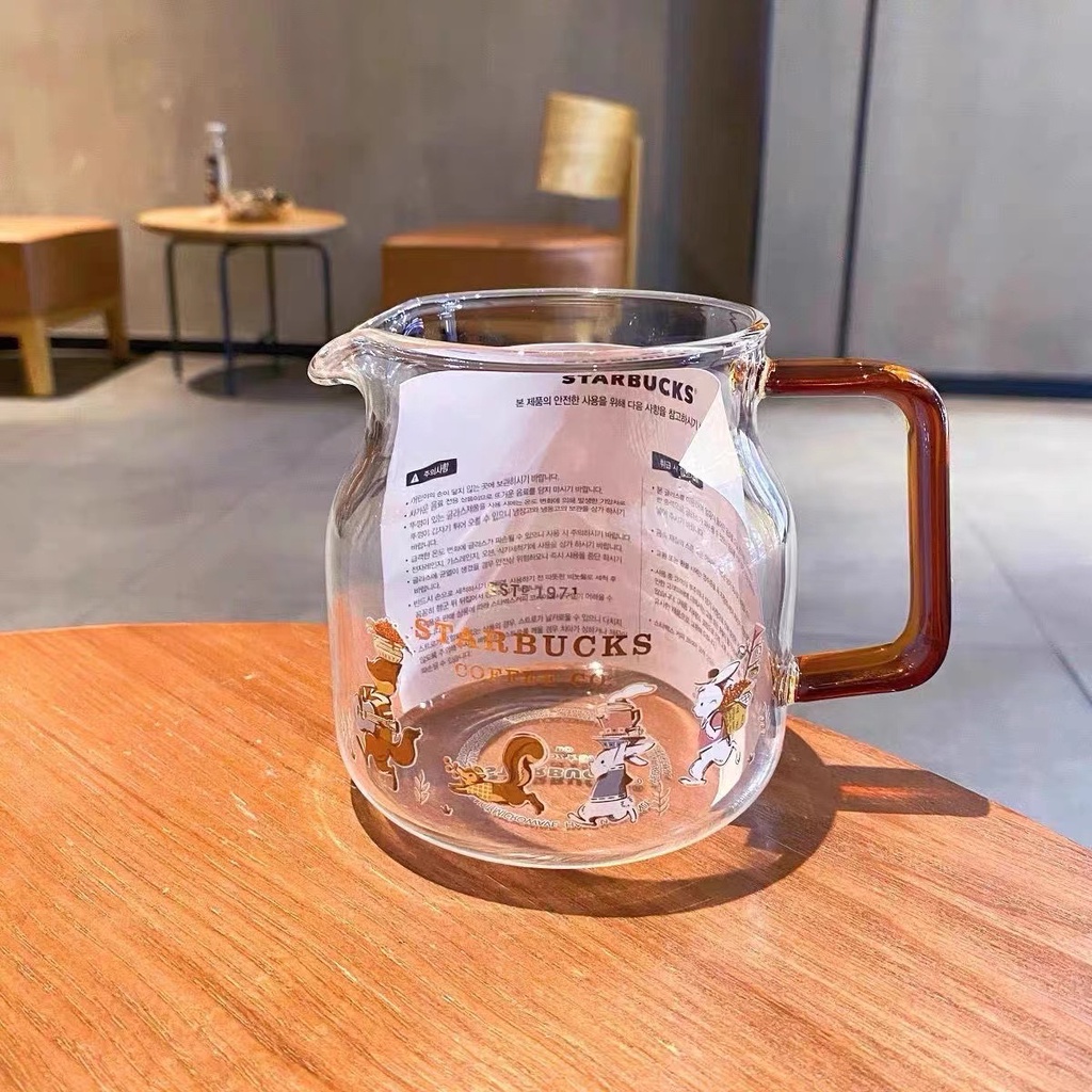 Starbucks glass pot Fox rabbit squirrel glass pot kettle Teko Kopi Teko Kapasitas Tinggi 570ml Kaca