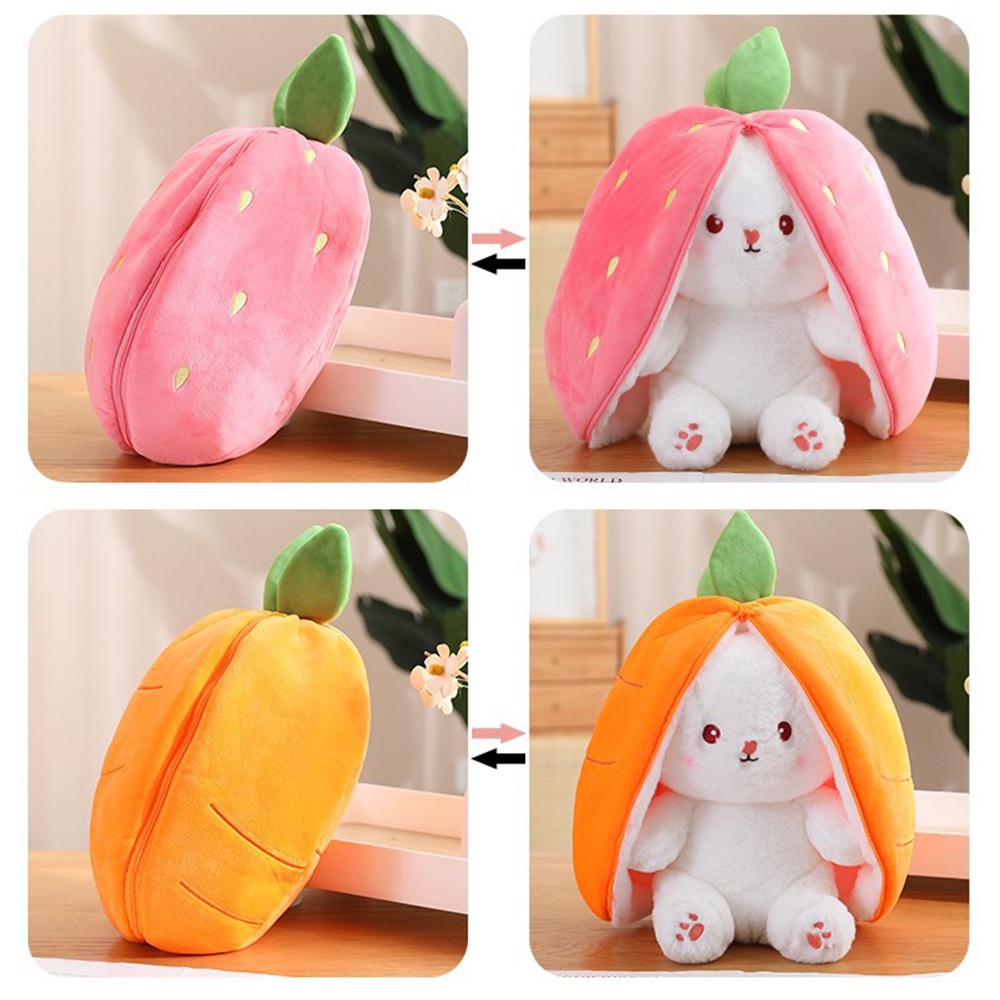 Strawberry Berubah Menjadi Kelinci Anak Mainan Mewah Besar Wortel Buah Bantal Boneka Hadiah Ulang Tahun Anak Perempuan