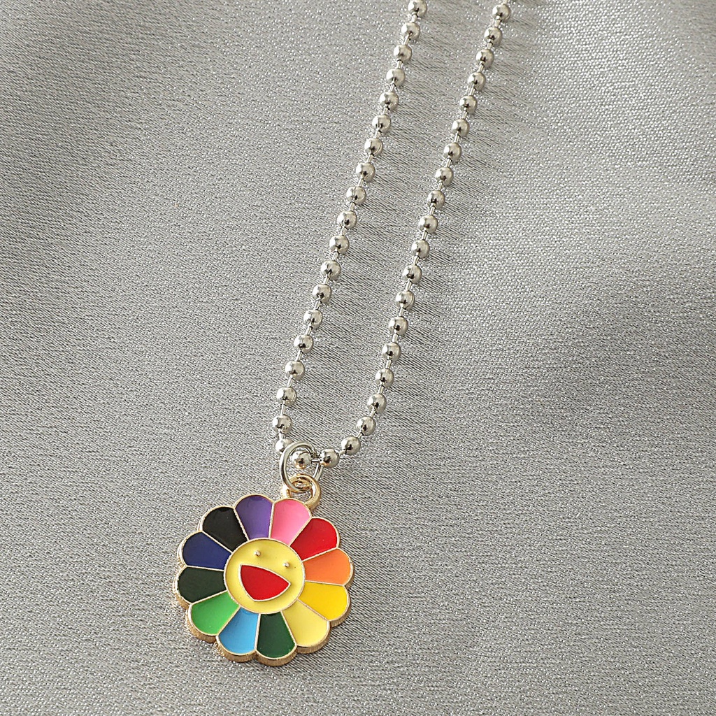 Indah Happy Smiling Face Necklace Kalung Manik-Manik Warna Bohemian Etnik Untuk Wanita Korea Liontin Sederhana