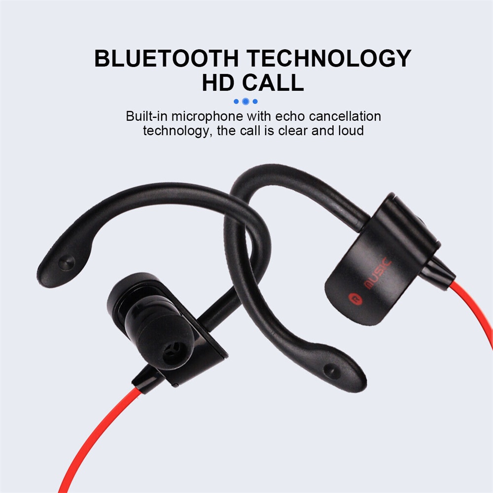Earphone Olahraga Fitness Sweat Proof Bluetooth Earphone Earphone Dengan Mikrofon Panggilan Jarak Jauh Earphone Nirkabel