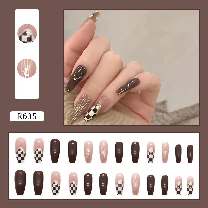 Pretty Kuku Palsu isi 24pcs Dan Free Lem/Fake Nail Art Fashion Cute Non Box Free lem cair 1gr/Fake Nail Instan/DIY Nail Art