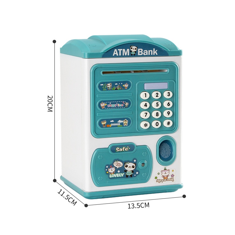 Mainan Edukasi ATM Celengan Tabungan Sidik Jari Brankas Baterai dengan Password Fingerprint