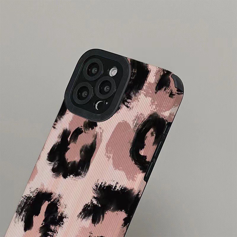 Fashion Pink Leopard Print Soft Case iP iPhone 7 8 Plus SE 2020 X XR XS Max 11 12 13 14 Pro Max FTD Stripe Casing Apple