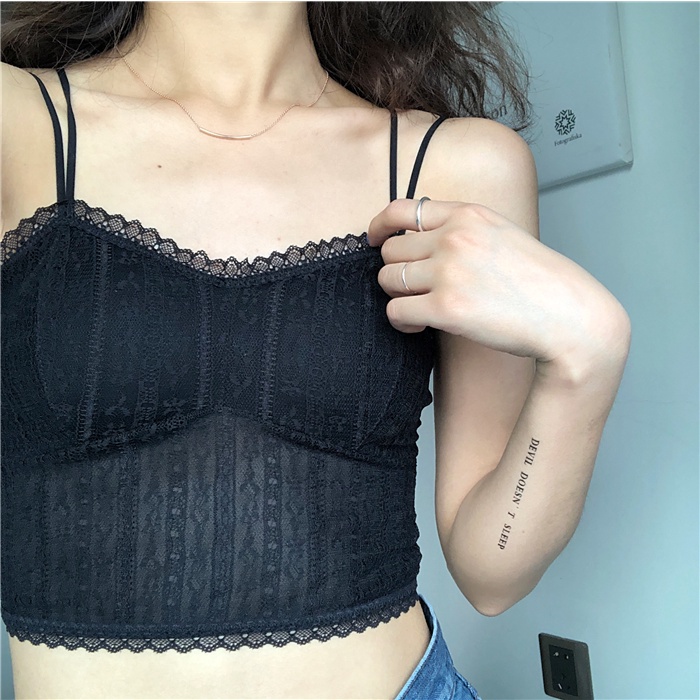 Red Manis renda tidak ada cincin baja dengan pad dada kecantikan kembali single memakai rompi olahraga wanita musim panas slim slim bagian pendek suspender kecil