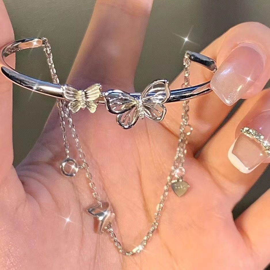 Gelang Tangan Korea Bow Butterfly Heart Bracelet Mutiara Kristal Zirkon Emas Perak Rantai Untuk Aksesoris Perhiasan Wanita