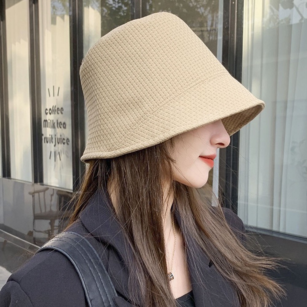 Topi Nelayan Perempuan Musim Panas Sederhana Outdoor Perlindungan UV Tabir Surya Bucket Hat