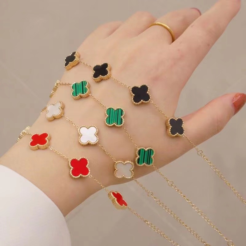 Korea fashion 18k Emas Semanggi Beruntung fritillaria Gelang Wanita Pabrik Grosir