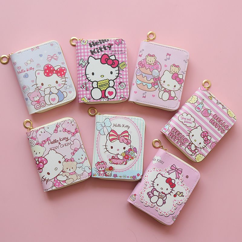 Sera mini pendek zipper dompet lucu kartun hello kitty Hello Kitty dompet koin siswa perempuan kecil segar