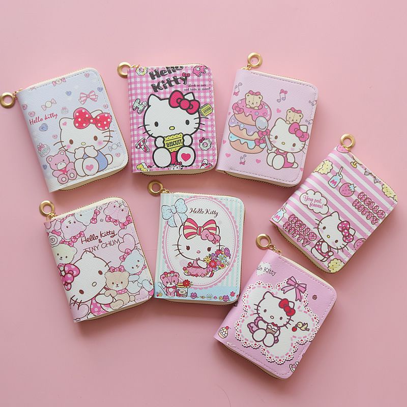 Sera mini pendek zipper dompet lucu kartun hello kitty Hello Kitty dompet koin siswa perempuan kecil segar