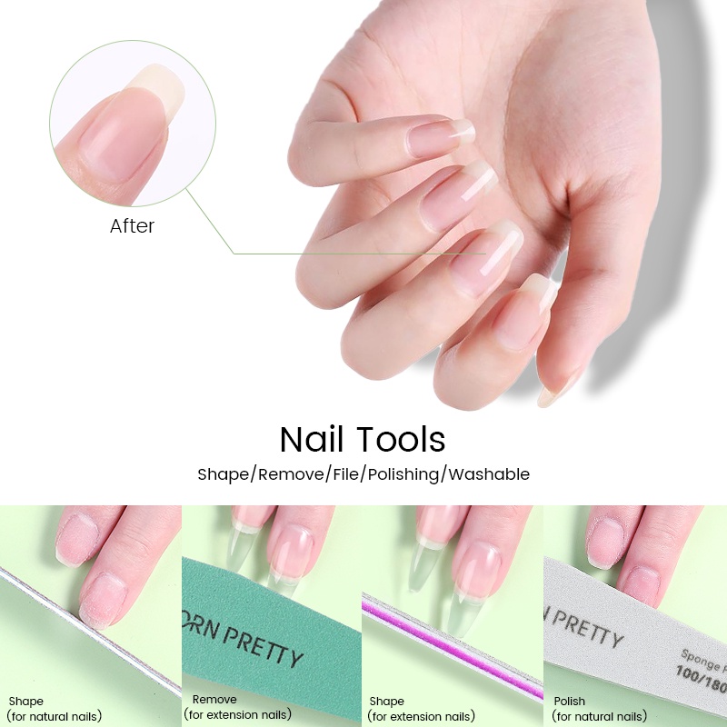 Born PRETTY 1PCS Kikir Kuku 100 /180 /240/320Pasir Amplas Grit Sekali Pakai Penghilang Kutikula Buffer Manicure Tool Set